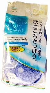 Мочалка для тела из поролона и синтетической ткани (комбинированная мягкая/жесткая)/синяя/240