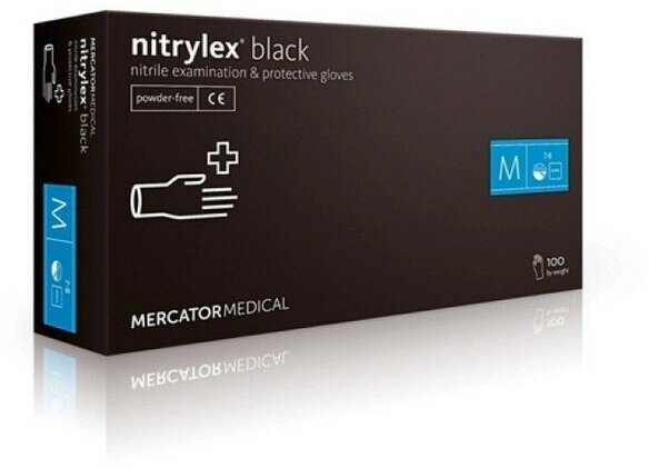 Перчатки нитриловые неопудренные nitrylex PF PROTECT, текструриров. на пальцах разм.ХS (черные)