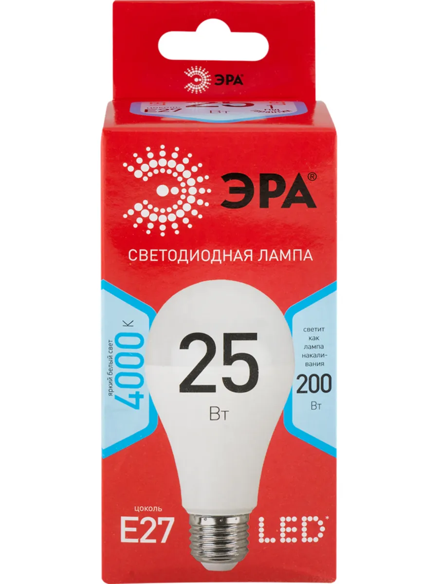Лампа светодиодная ЭРА RED LINE LED A65-25W-865-E27 R 25Вт груша холодный дневной свет Е27