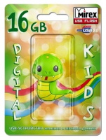 Флэш-диск Mirex 16 Gb Kids-SNAKE Green (Змейка)