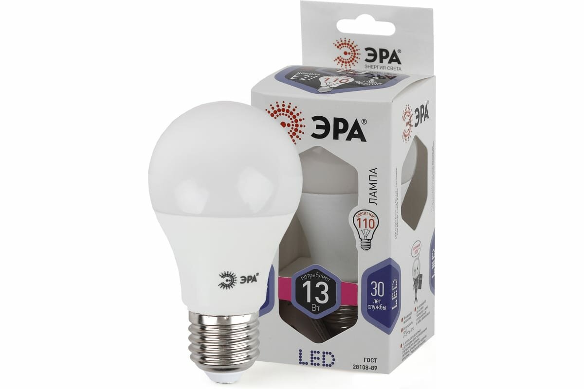 Лампа светодиодная ЭРА STD LED A60-13W-860-E27 13Вт груша холодный дневной свет Е27