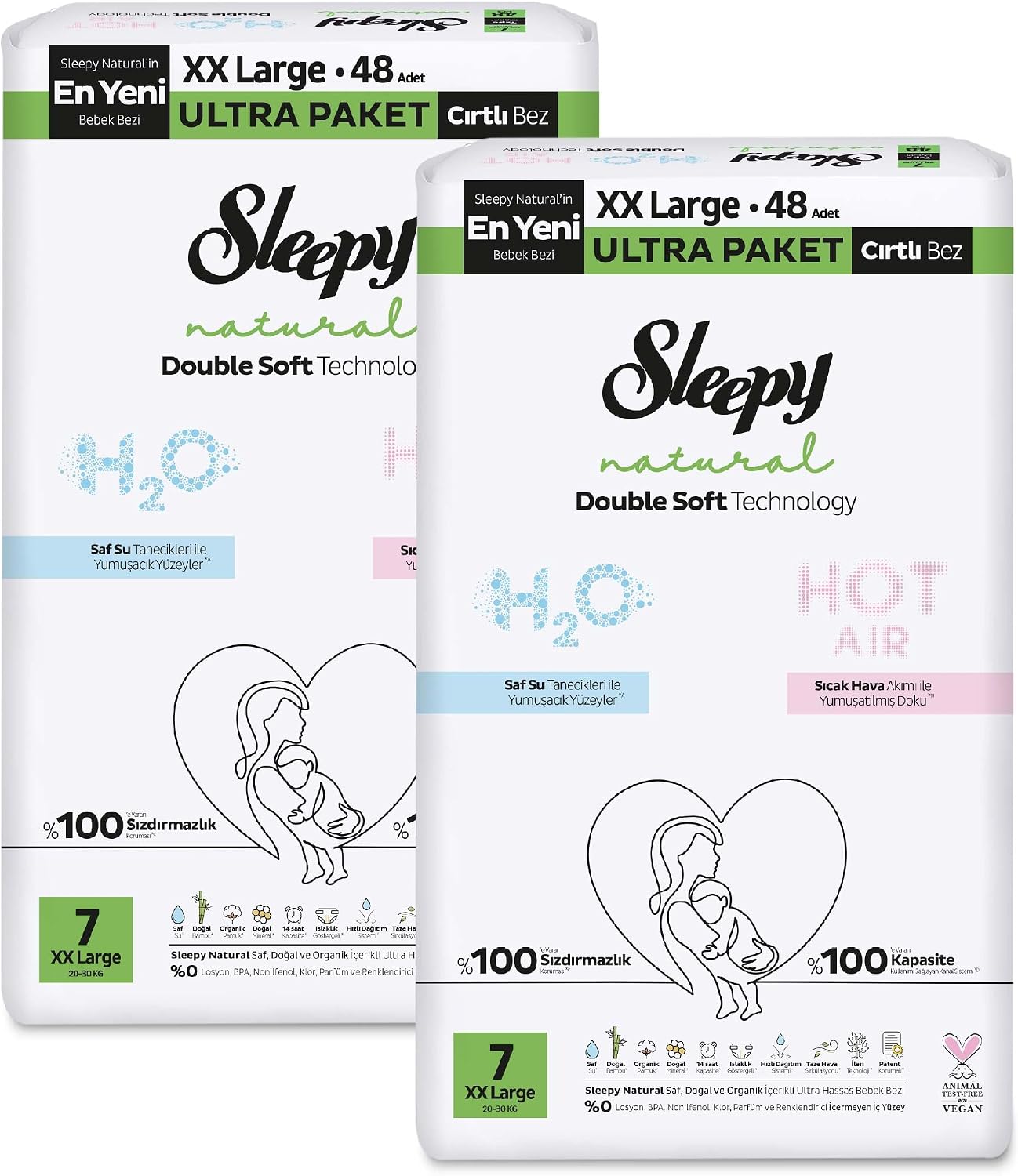 Подгузники для детей Sleepy Слипи Натурал Double Jumbo Jumbo Pack XXLarge-32 р.7 (20-30кг.)*1/4
