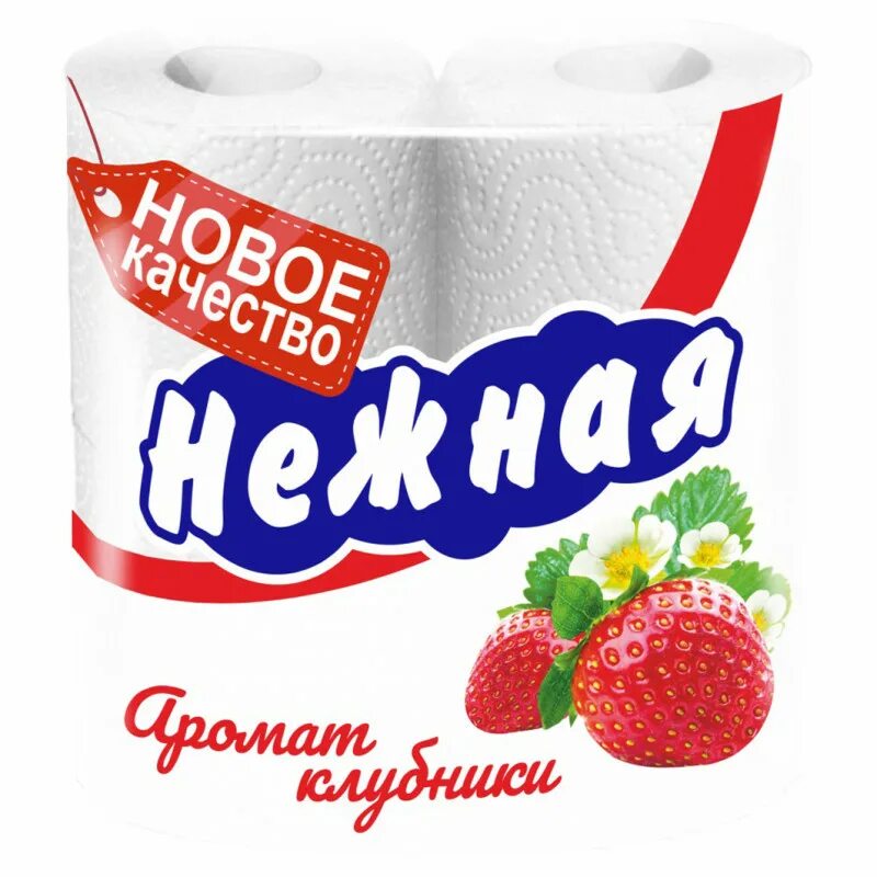 Туалетная бумага Нежная 4 рулона 2 слоя Арома Клубника — фото 2