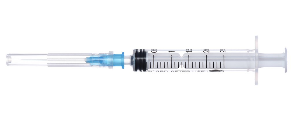 Шприц  инъекционный одноразовый с иглой 0,6х30мм (23G), объем: 2 мл