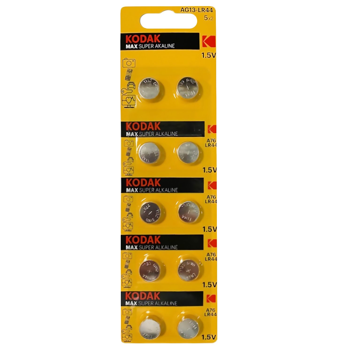 Батарейки Kodak AG13 (357) LR1154, LR44 [KAG13-10] MAX Button Cell (100/1000/70000)