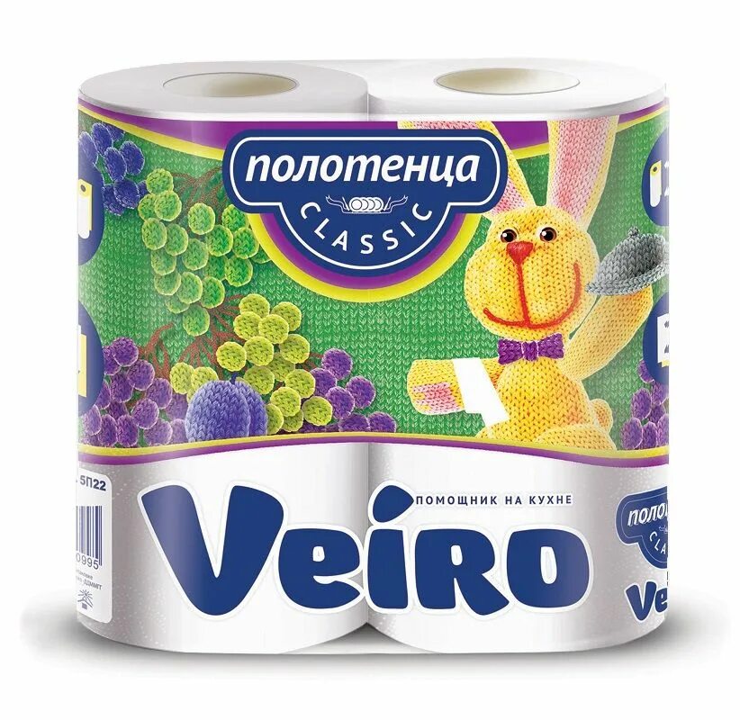 Бумажные полотенца Veiro 2-х слойные целлюлоза (2 рулона) - 12 метров — фото 2