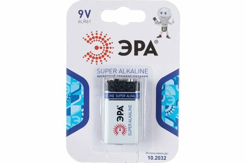 Батарейки ЭРА 6LR61-1BL SUPER Alkaline (12/96/5760)